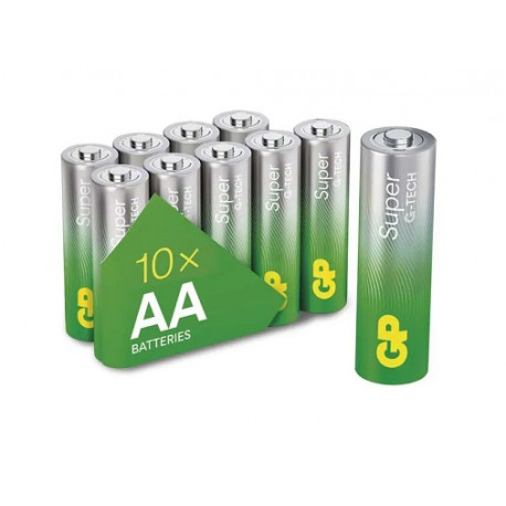 10 ks alkalická AA tužková baterie GP Value Pack, nová