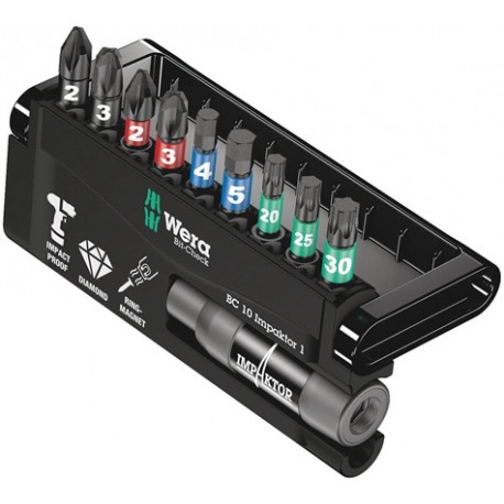 9+1 ks sada 1/4 bitů Wera BC 10 Impactor s magnetickým nástavcem, nová