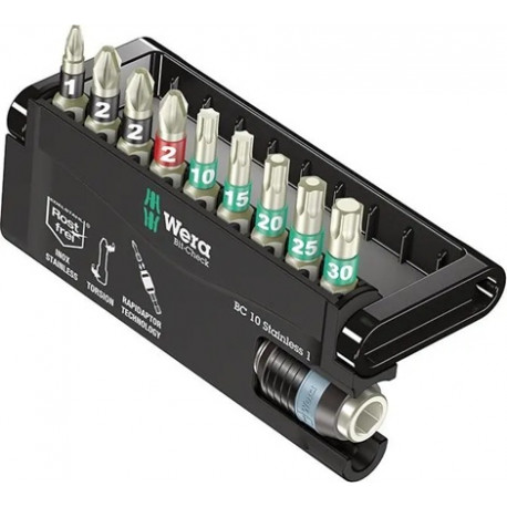 9+1 ks sada 1/4 bitů Wera BC 10 Stainless 1 s magnetickým nástavcem, nová